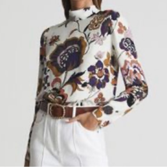 Reiss Tops - Reiss Cream Annie Retro Print Top NWT